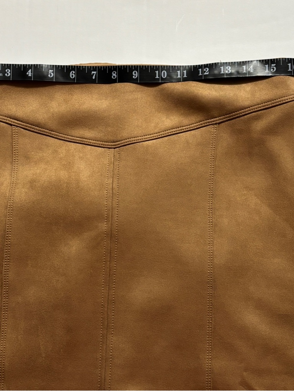 WHBM Faux Suede Mini Skirt Brown Size 8 Stretch Fitted Chic - Picture 6 of 8